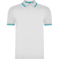 Футболка поло MONTREAL мужская, БЕЛЫЙ/БИРЮЗОВЫЙ