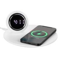 Станция беспроводной зарядки с часами и подсветкой GlobeBee, белая