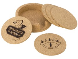 Набор костеров из пробки на подставке Krock с гравировкой