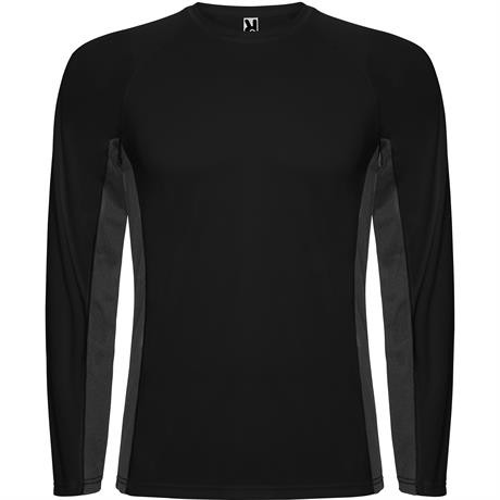 Спортивная футболка SHANGHAI L/S мужская, ЧЕРНЫЙ/ТЕМНЫЙ ГРАФИТ